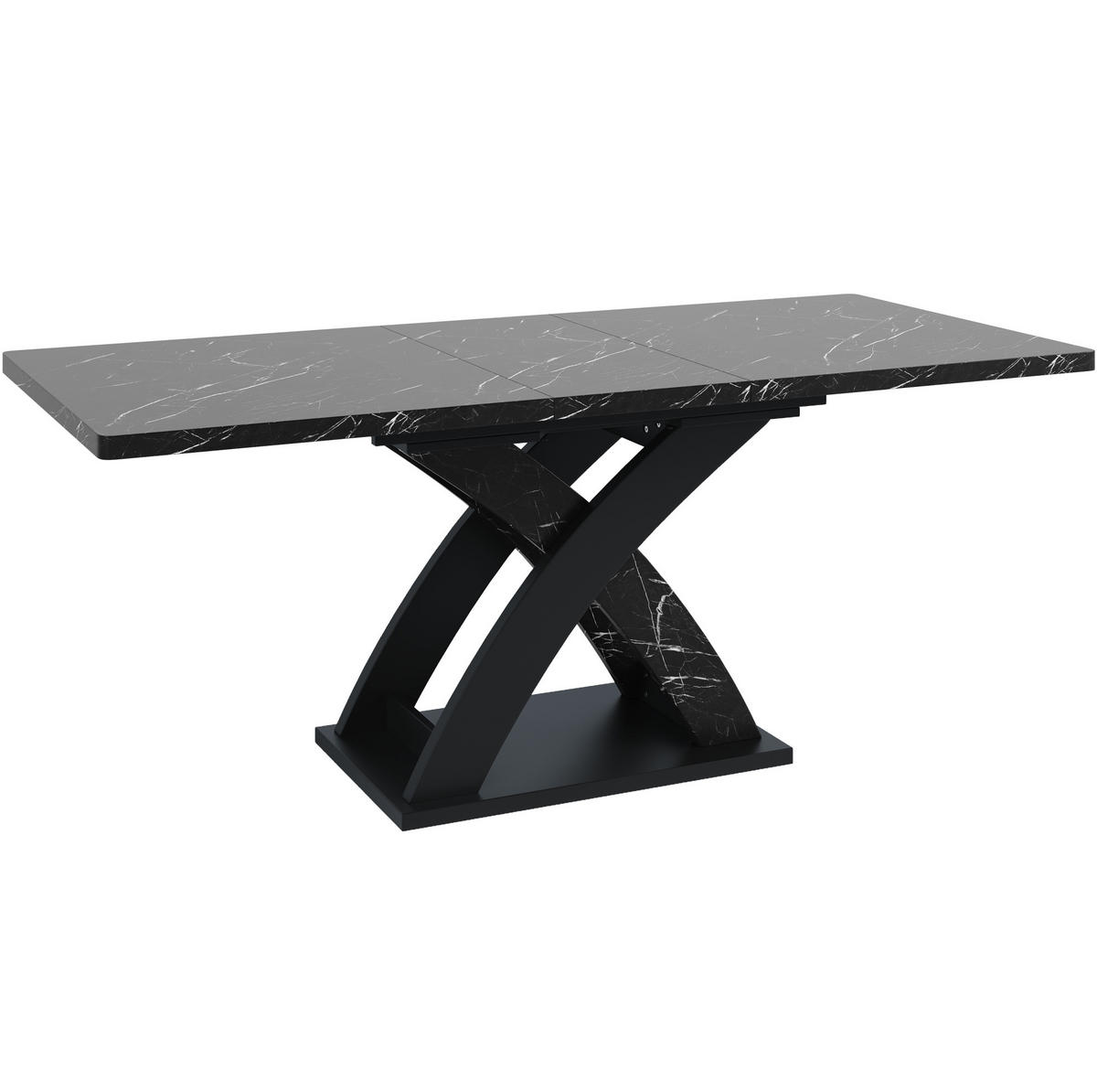 ESSTISCH 120-160/80/75 cm in Schwarz-Weiß, ausziehbar mit X-Gestell - Schwarz, Holzwerkstoff (120/80/75cm) - Flora Grace