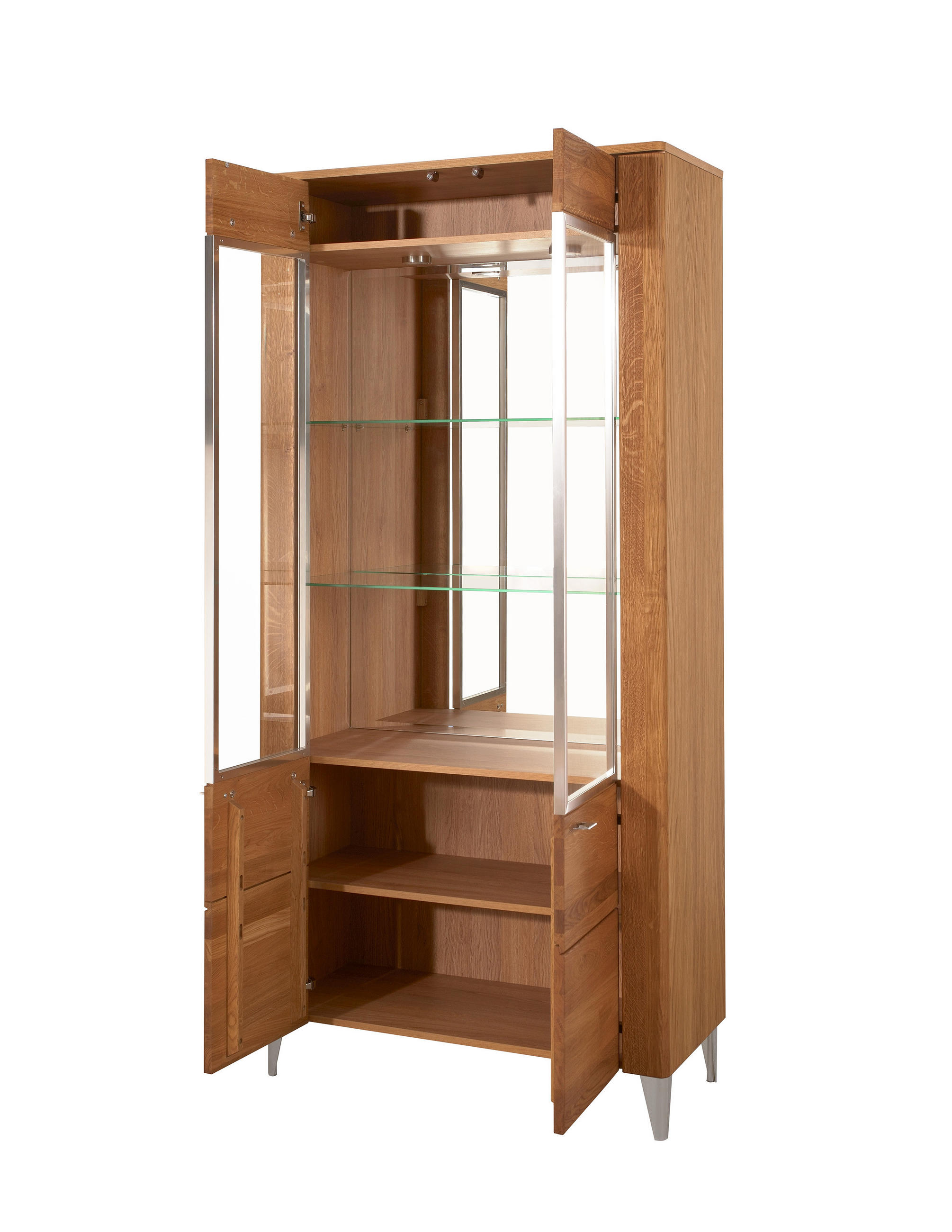STANDVITRINE Latina Honig Eiche 90 / 42 / 200cm - Honigeiche/Braun, Holz/Metall (90/200/42cm) - Feldmann-Wohnen