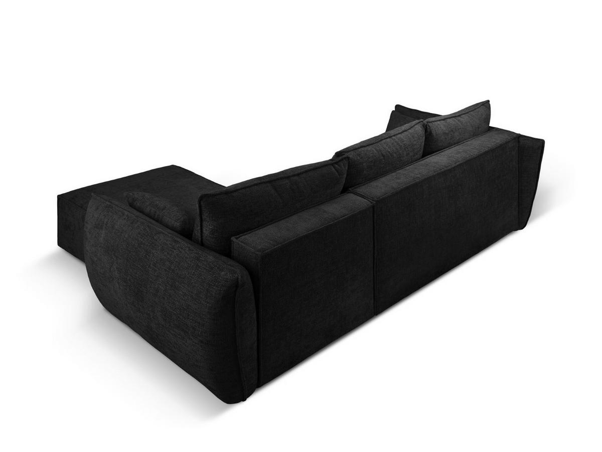 AUSKLAPPBARES-ECKSOFA rechts mit Container Kaelle aus Chenille-Stoff schwarz 4 Sitzplätze - Schwarz, Textil (165/252cm) - Micadoni