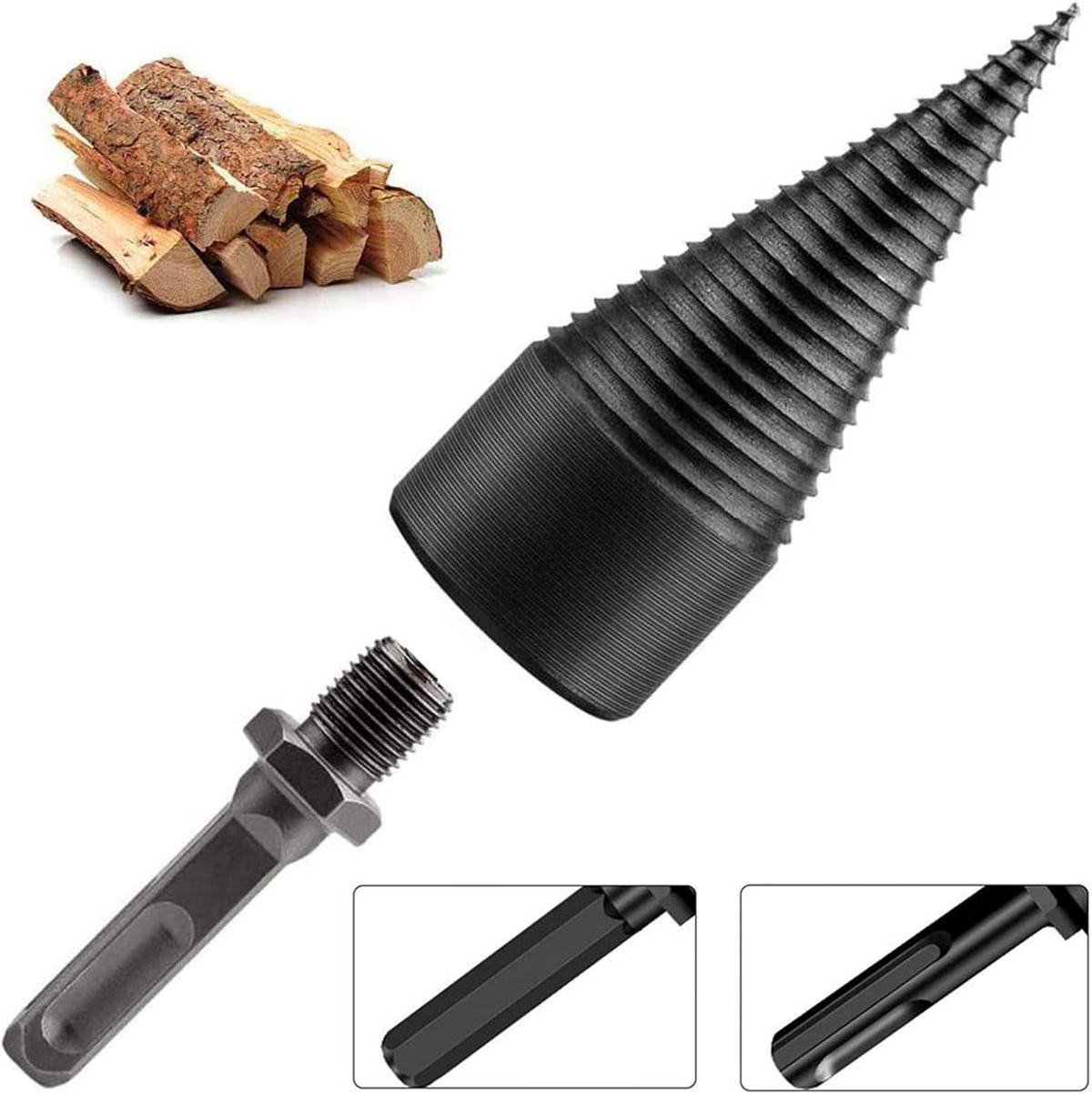 STECHBEITEL – zum Spalten von Holz – mit 3 Bohrern, 32 mm - Schwarz, Metall (9.2/3.2/1cm) - DCA
