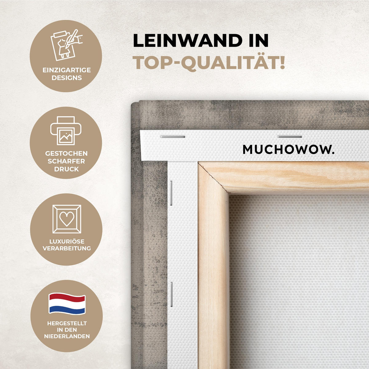 LEINWANDBILD Wabi sabi - Pflanze - Beige Wanddeko 90x60 cm - Taupe, Textil (90/60cm) - MuchoWow