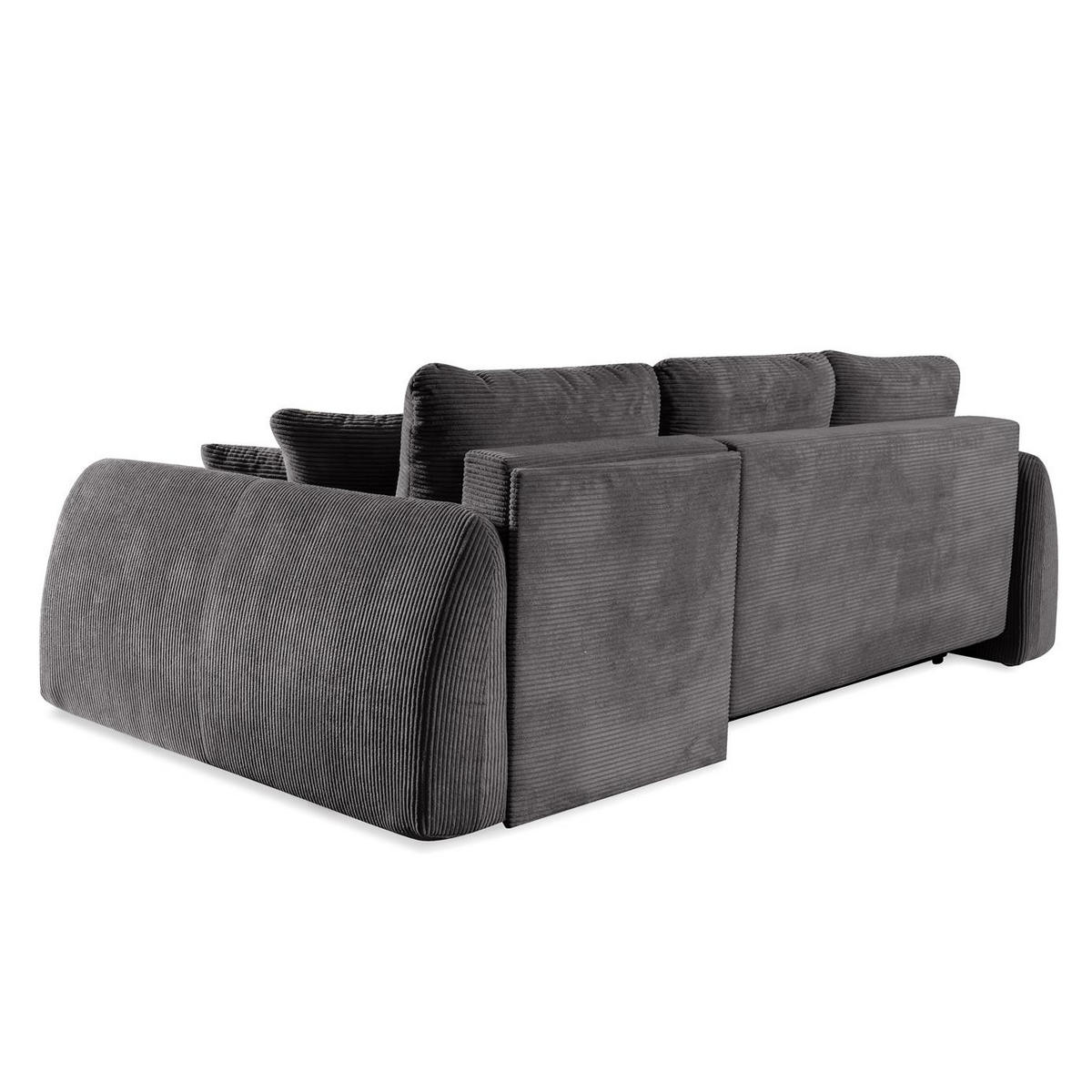 ECKSOFA Luna Dunkelgrau, mit Schlaffunktion - Dunkelgrau, Holzwerkstoff/Textil (252/155cm) - Bettso