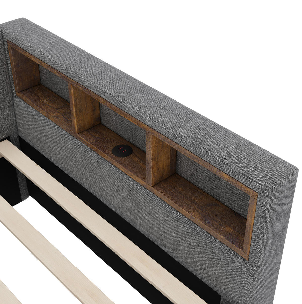 POLSTERBETT 140/200 cm Grau aus Leinen mit LED-Beleuchtung und Stauraum - Grau, Textil (140/200cm) - OKMYHOME