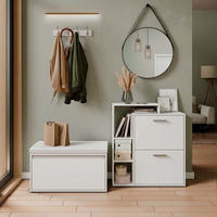 SCHUHKIPPER Orlando Weiß 2 Teile, mit Sitzbank - Weiß, Holzwerkstoff (80/90/39cm) - Vicco