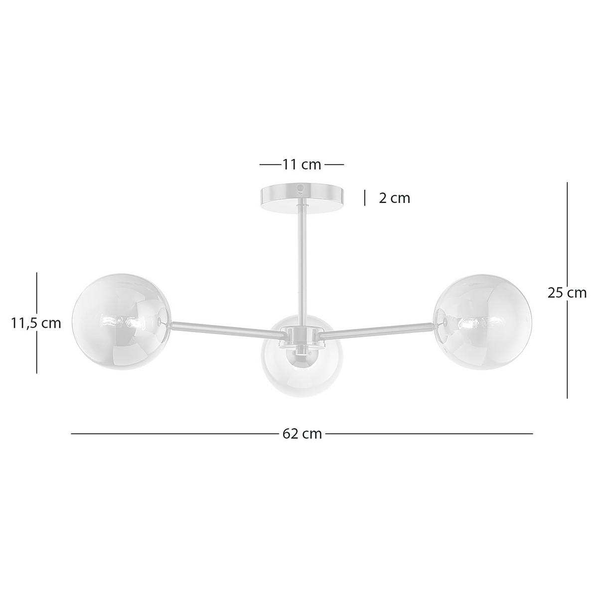 DECKENLEUCHTE - Metall, 3-flammig - Grau, Metall (62/62/25cm) - home24