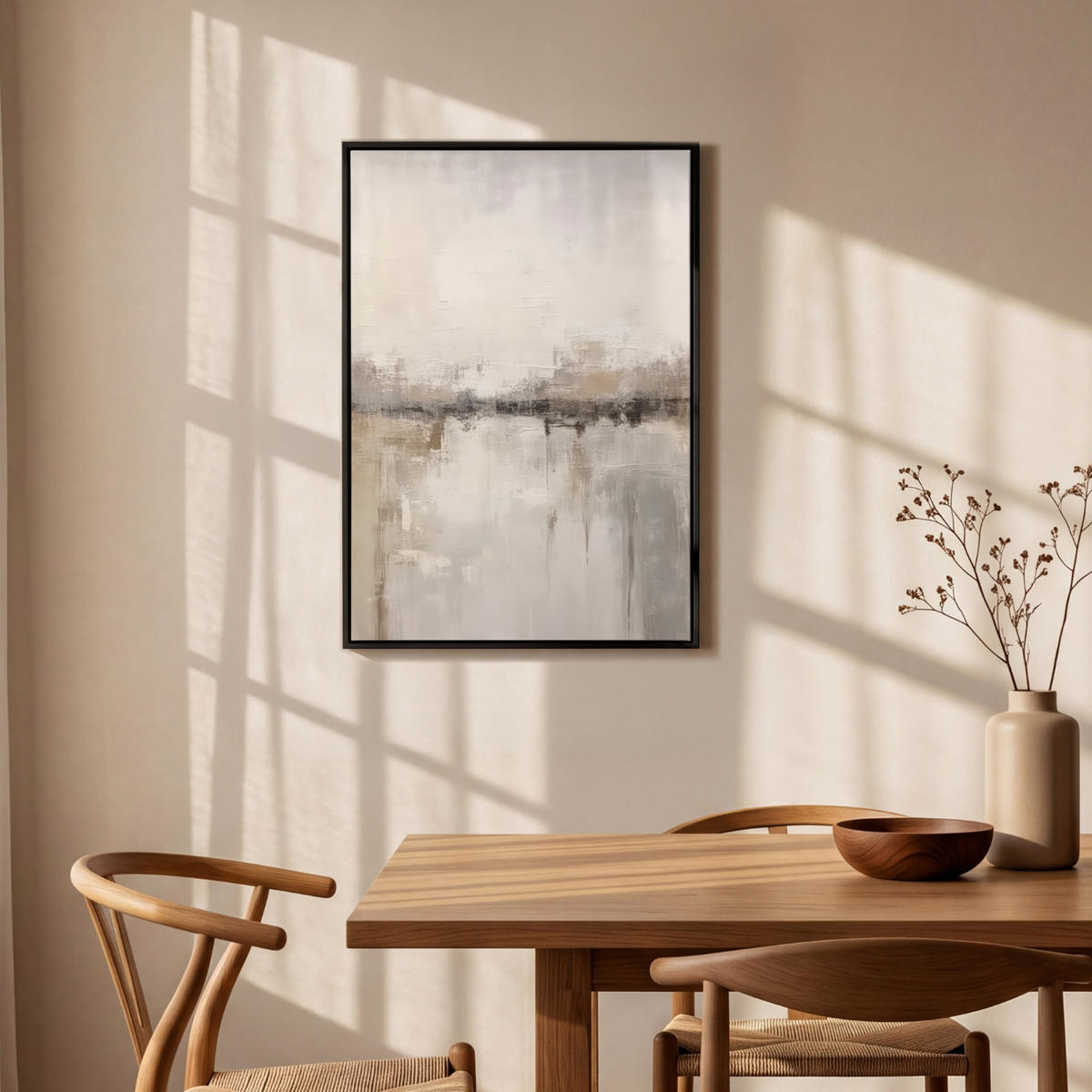LEINWAND Bilder mit Rahmen - Moderne Kunst - Abstrakt - Beige - 60x90 - Beige, Textil (60/90cm) - MuchoWow