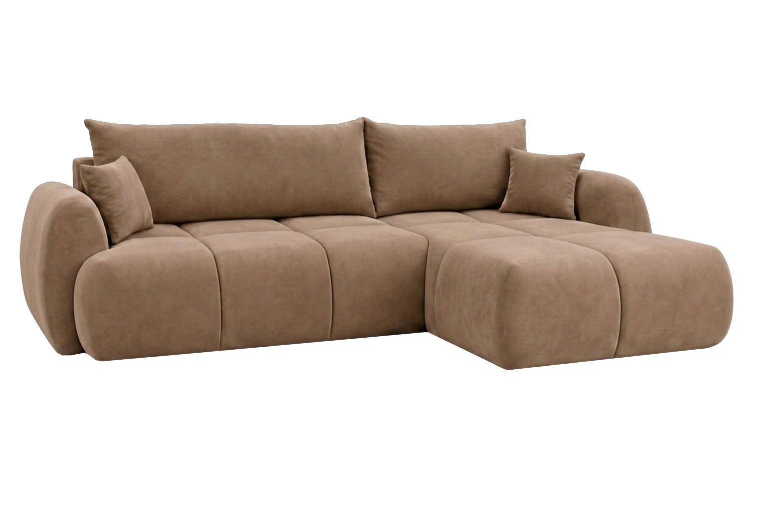 ECKSOFA Mit Schlaffunktion Und Bettkasten, Veloursstoff Bluvel, Latte, Rechts, COCO - Hellbraun, Holz (275/180cm) - Kaiser Möbel