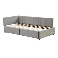 TAGESBETT 90/200 cm mit 2 Stauraumschubladen, Lattenrost und Samtbezug, Grau - Grau, Leder (90/200cm) - Redom