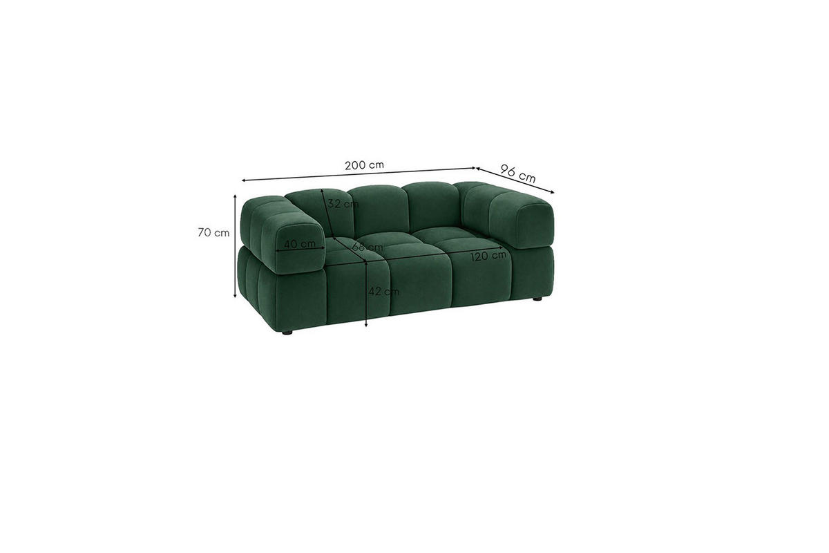 POHOVKA 2místná, velurová tkanina Bluvel, Zelená, Averro - zelená barva, dřevo (200/70/96cm) - Kaiser Möbel