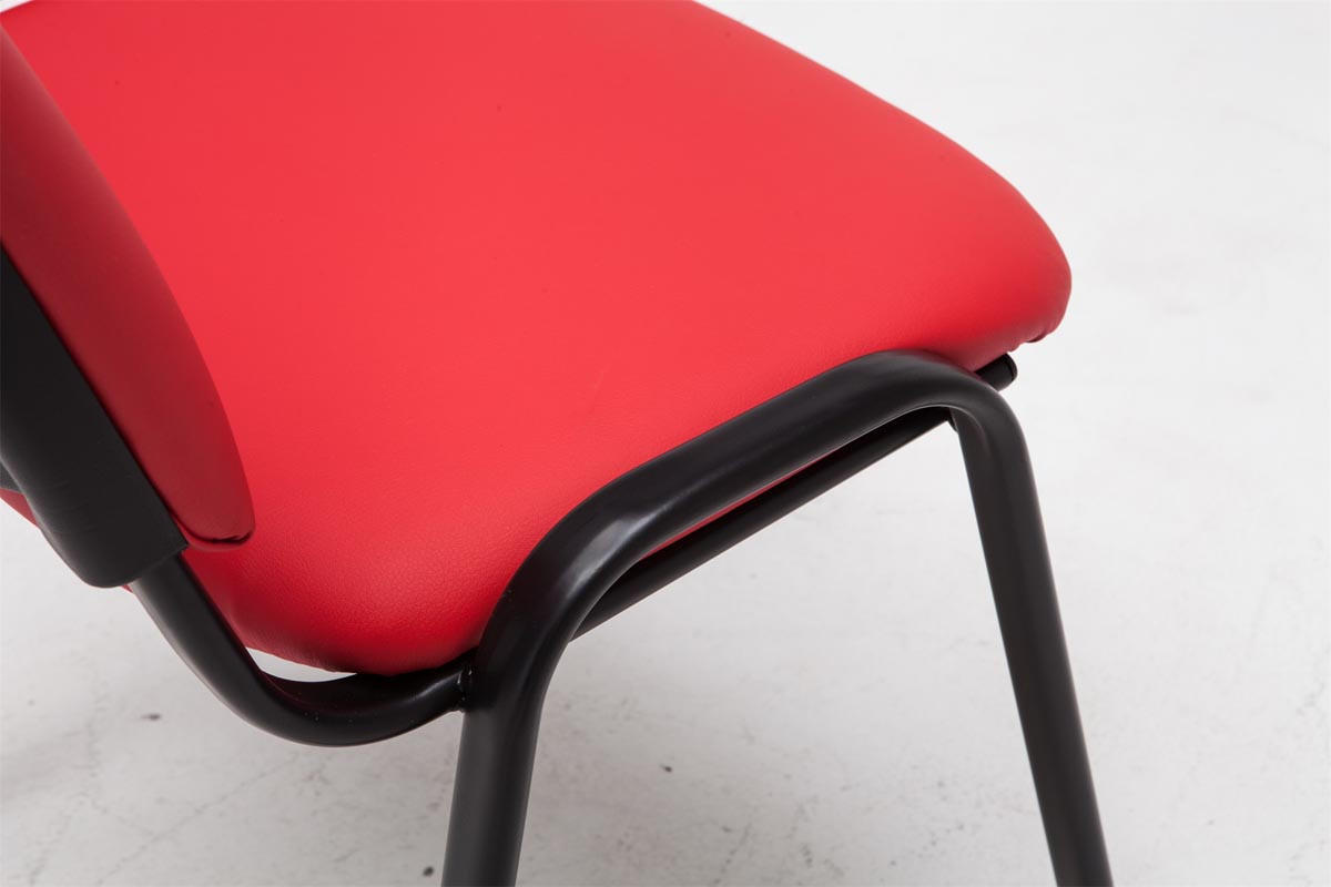 BESUCHERSTUHL Keen, Kunstleder mit Gestell Schwarz / Bezug Rot - Rot/Schwarz, Textil/Metall (54/79/48cm) - TPFLiving