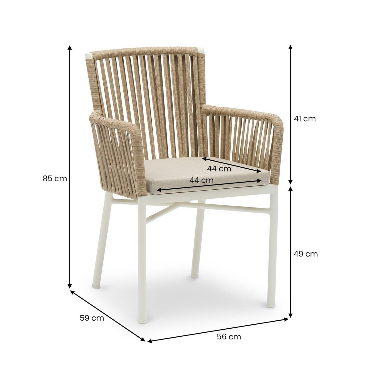 GARTENSTÜHLE AFUERA 6ER-SET - Weiß, Textil/Metall (56/85/59cm) - IDIMEX