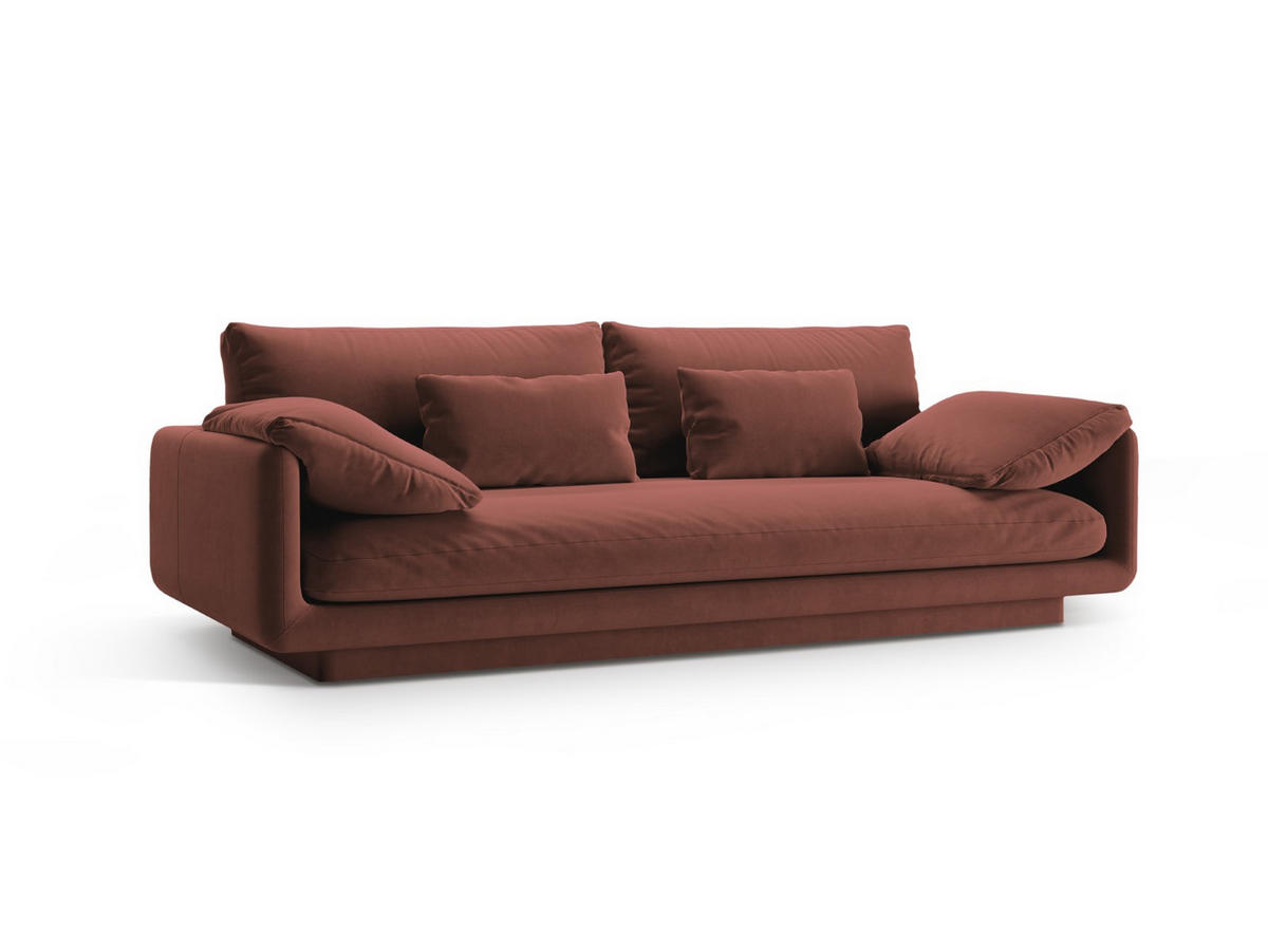 SOFA Torino aus Samt cuoio 3 Sitzplätze - Kastanienfarben, Textil (103/83/220cm) - Micadoni