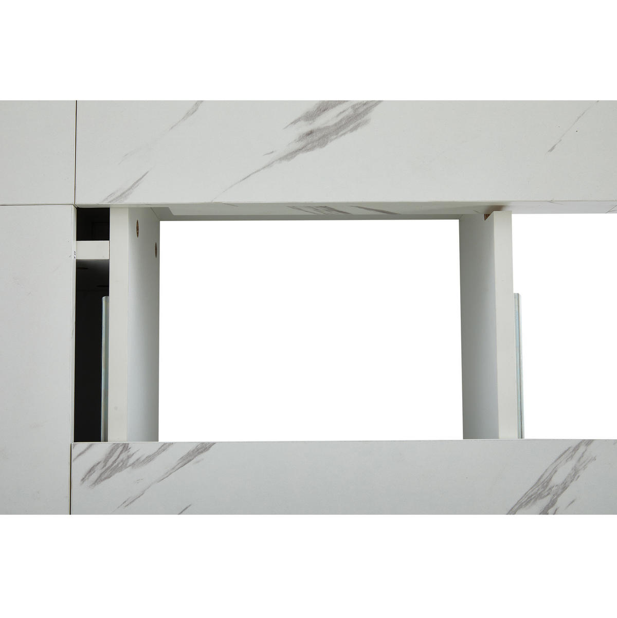 COUCHTISCH 90/90/25 cm weiß aus Spanplatte mit schiebbarer Tischplatte und Schubladen - Weiß, Holzwerkstoff (90/90/25cm) - OKMYHOME