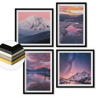 WANDBILDER 4er-Set - 50x50 cm & 40x60 cm Schwarzer Rahmen - Berge, Wasser, wunderschöne Landschaften - Schwarz, Kunststoff (50/50cm) - ArtPrintCave