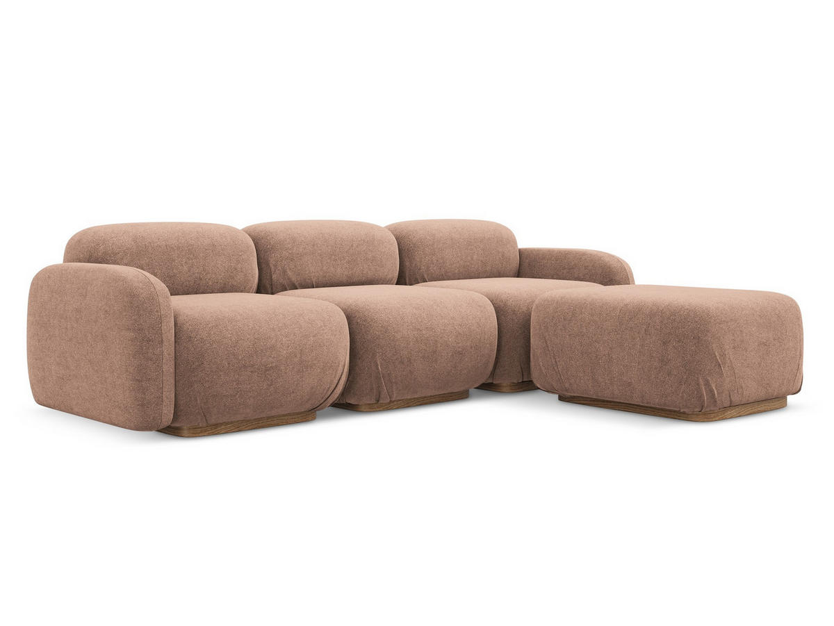 ECKSOFA Beidseitig Bouclé Stoff Pink - Pink/Hellrosa, Holz/Textil (270/190cm) - Makamii