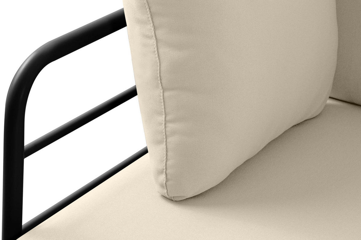 GARTENSOFA RAMBE 2-Personen mit Kissen, Anthrazit/Cremeweiß - Dunkelgrau/Creme, Textil/Metall (150/80/80cm) - KONSIMO®