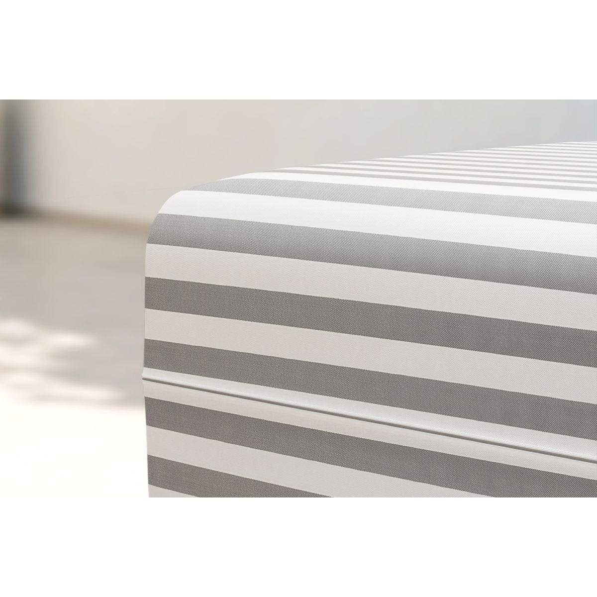 OUTDOOR-POUF mit Streifen, weiß und grau - Grau, Textil (95/42/95cm)