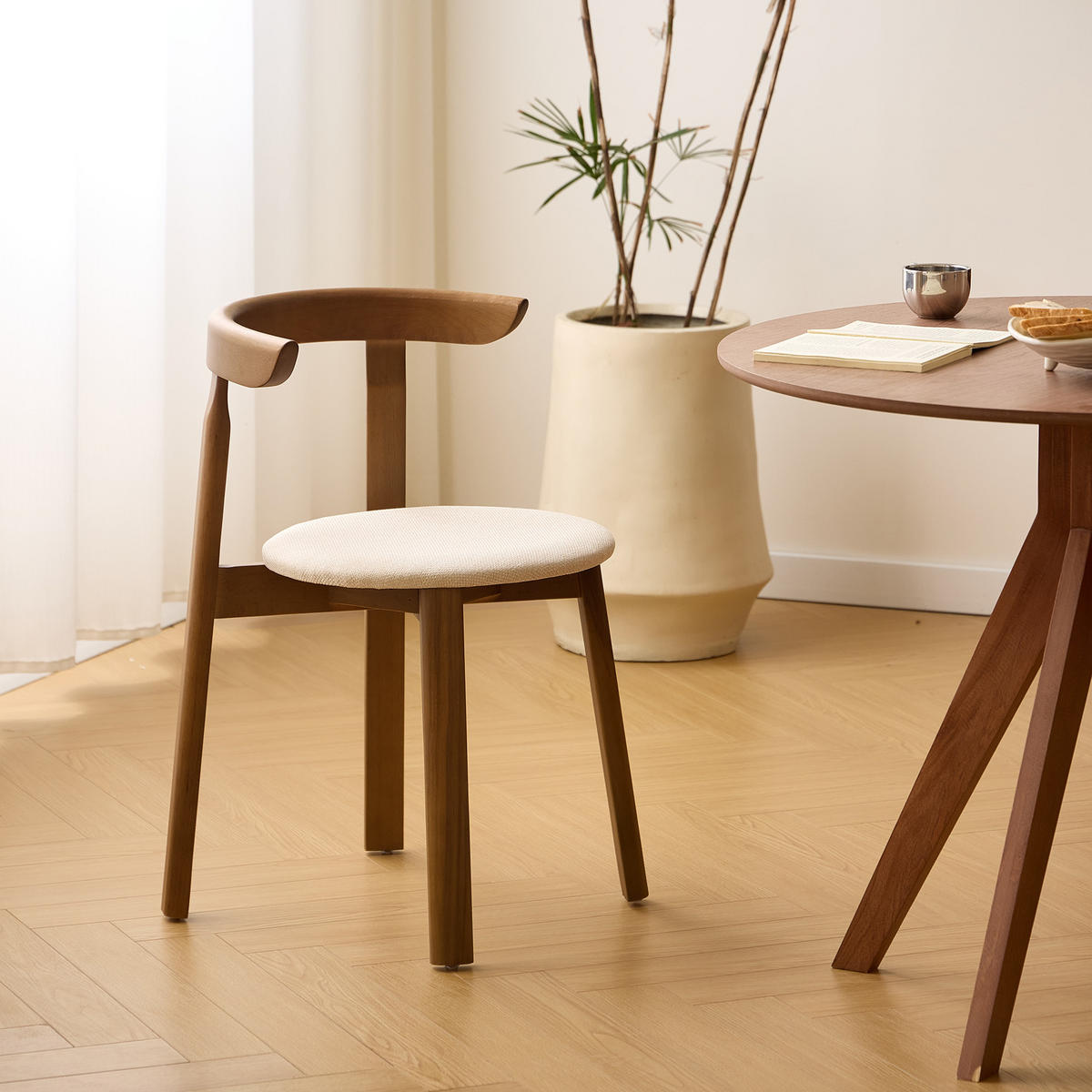 STUHL 2er-Set dunklem Holz Beige - Braun, Holz (51/75/49cm) - Nordlys