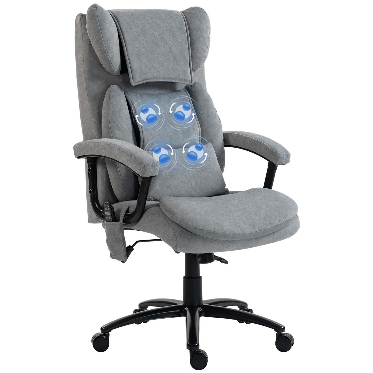 BÜROSTUHL DE-05237 4 Knetpunkte, Butterfly-Lehne & breiter Sitz Grau - Grau, Metall (70.5/122/76cm) - ComfortXL