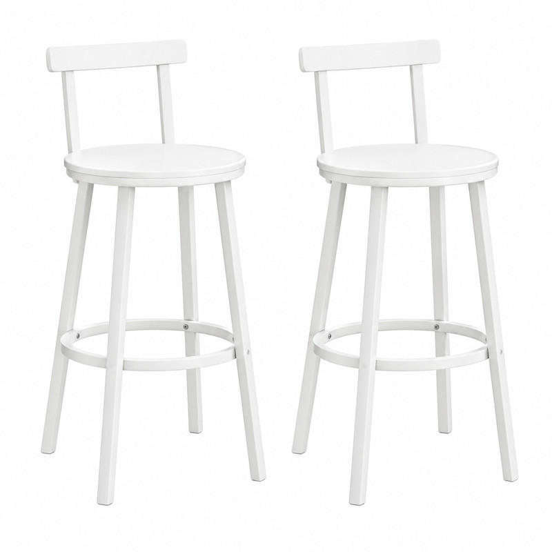 BARHOCKER 2er-Set mit Rückenlehne 65 cm Weiß MDF/Metall - Weiß, Metall (51.5/89/51.5cm) - Meubliv