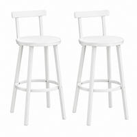 BARHOCKER 2er-Set mit Rückenlehne 65 cm Weiß MDF/Metall - Weiß, Metall (51.5/89/51.5cm) - Meubliv