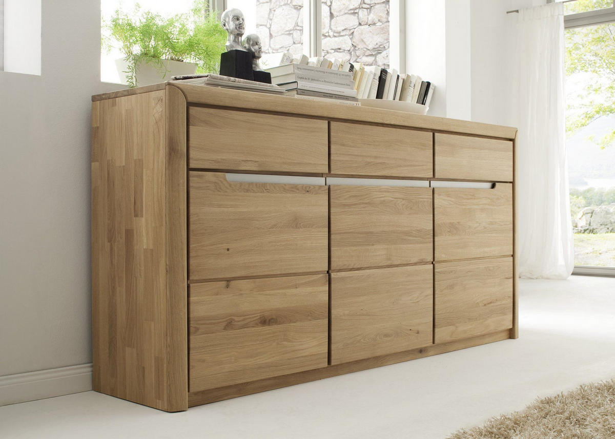 SIDEBOARD Massivholz Ianka 180x90x41 Anrichte Wildeiche Bianco geölt - Naturfarben, Holz (180/90/41cm) - 58aufmkessel