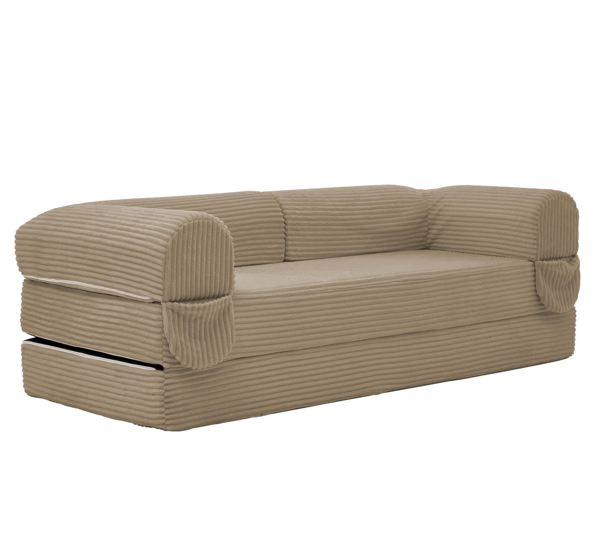 SCHLAFSOFA in Braun aus Cord mit bodennaher Konstruktion - Braun, Textil/Metall (190/45/78cm) - CHICFURN