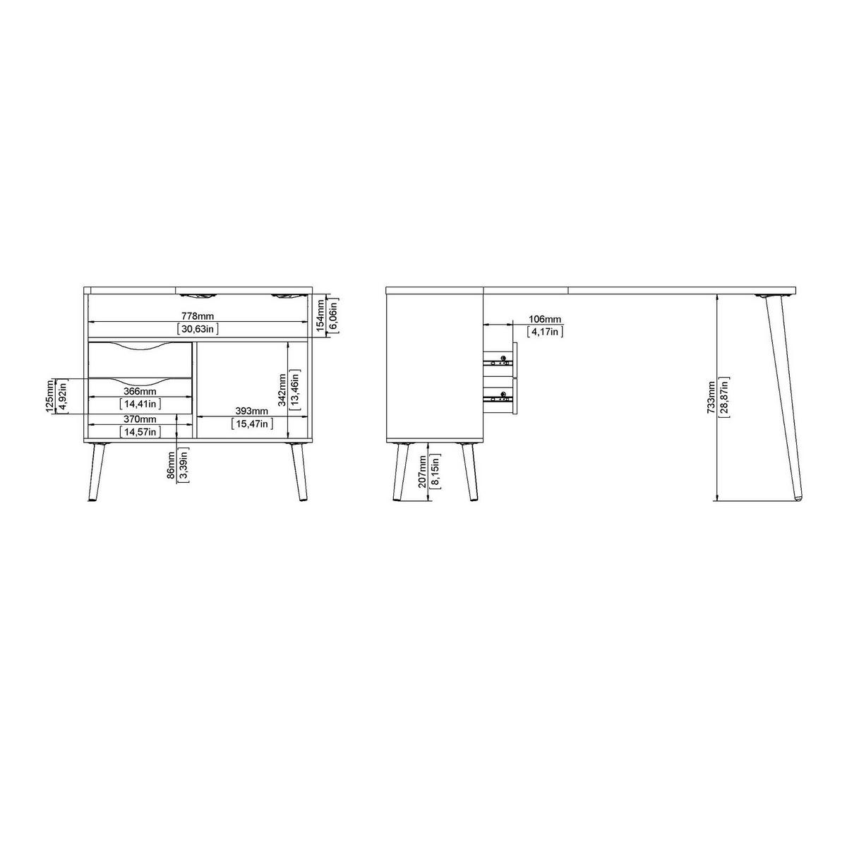 SCHREIBTISCH Weiß, Eiche 81/145.1/75.8 cm - Weiß, Holzwerkstoff (81/145.1/75.8cm) - DMORA