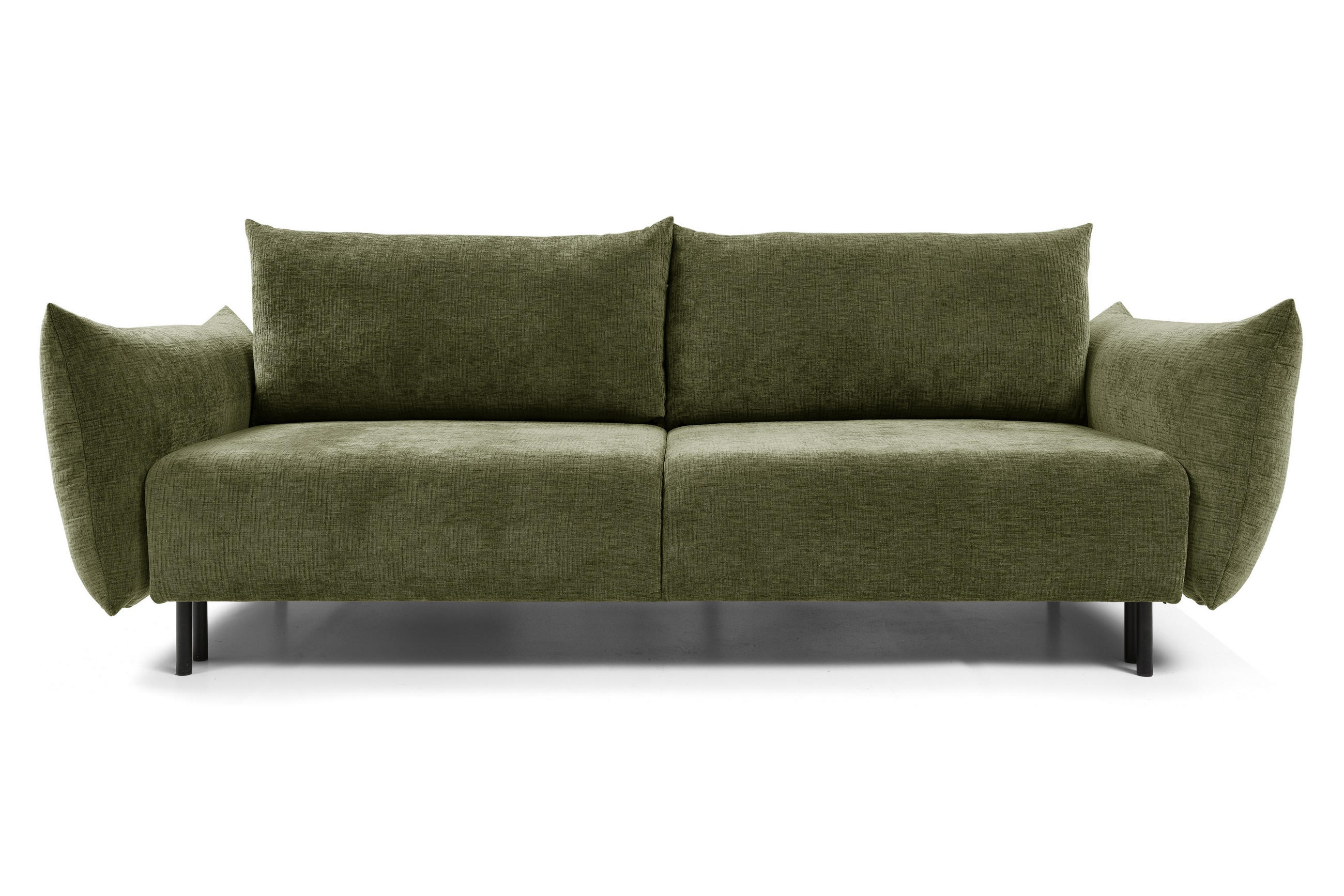 BETTSOFA UNO Grün Chenille-Stoff mit Schlaffunktion - Grün, Holz (240/90/108cm) - MASSENO