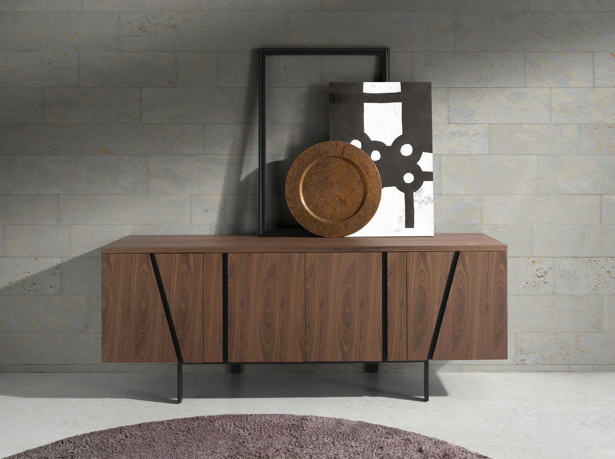 SIDEBOARD Sideboard Nussbaum und schwarzer Stahl 191/50/74 cm - Walnussfarben, Holz (191/74/50cm) - ANGEL CERDA