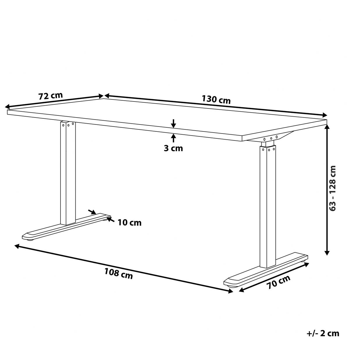SCHREIBTISCH grau/schwarz 130/72/63-128 cm Destin - Grau, Holzwerkstoff (72/130/63cm) - Beliani