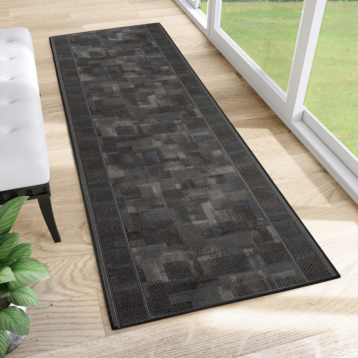TEPPICHLÄUFER Anti-Rutsch Anthrazit rutschfest Gummiunterlage 67/1100 cm - Anthrazit, Textil (67/1100cm) - Tapiso