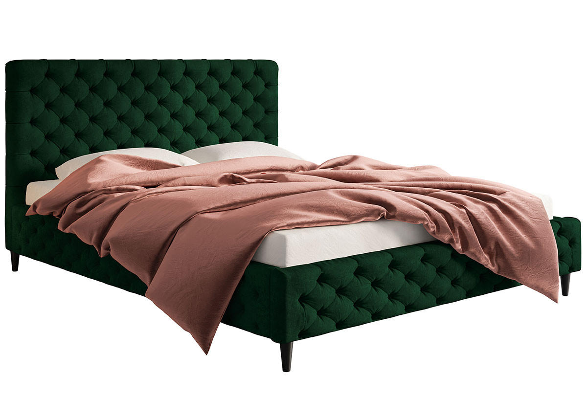BETT Einzel 120x200 Luxo 5 Gepolstert Flaschengrün 120x200 cm - Grün, Textil (120/200cm) - Sepro Meble
