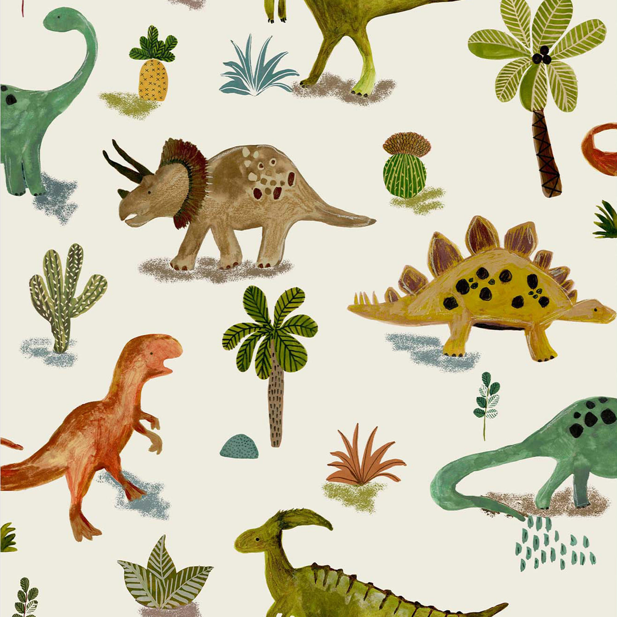 VLIESTAPETE Dinosaurier & Freunde Naturtöne - Beige, Papier/Kunststoff (52/1000cm) - next