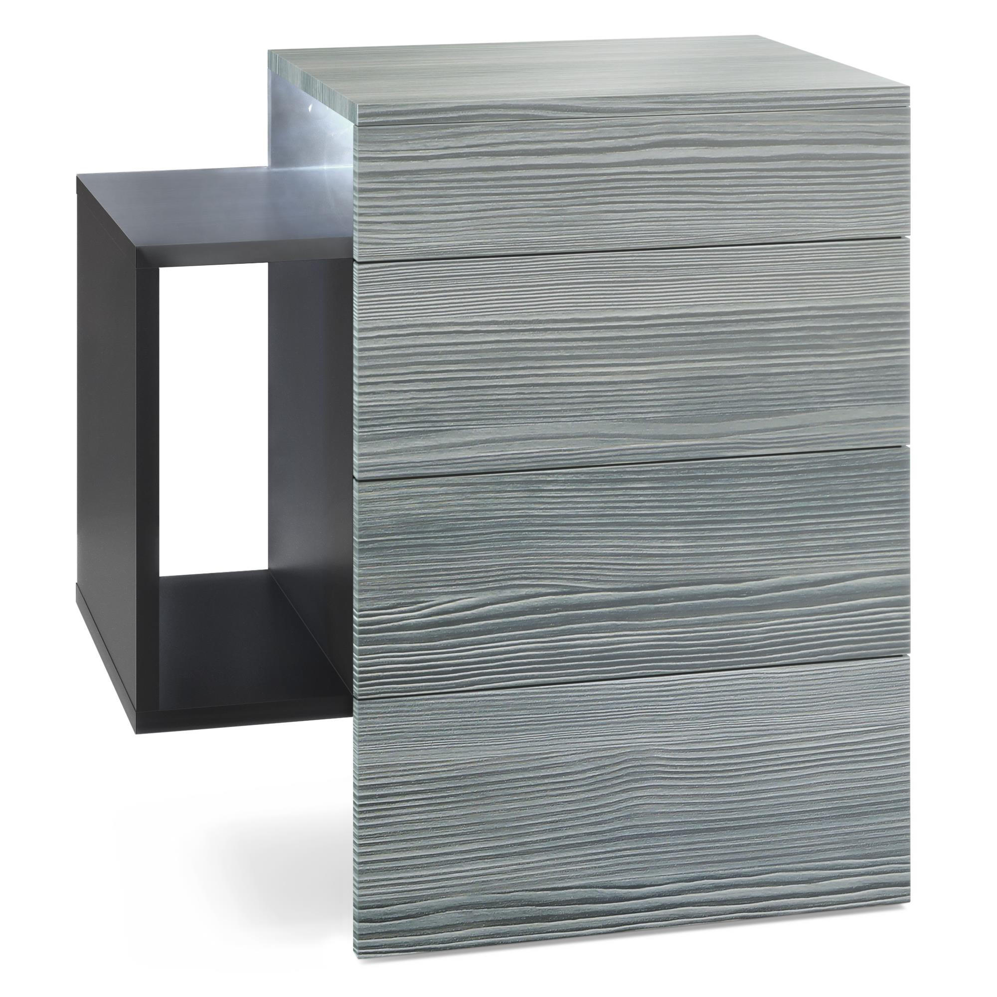 NACHTTISCH Queens Front in Avola-Anthrazit - Anthrazit, Holzwerkstoff (60/63/36cm) - Vladon