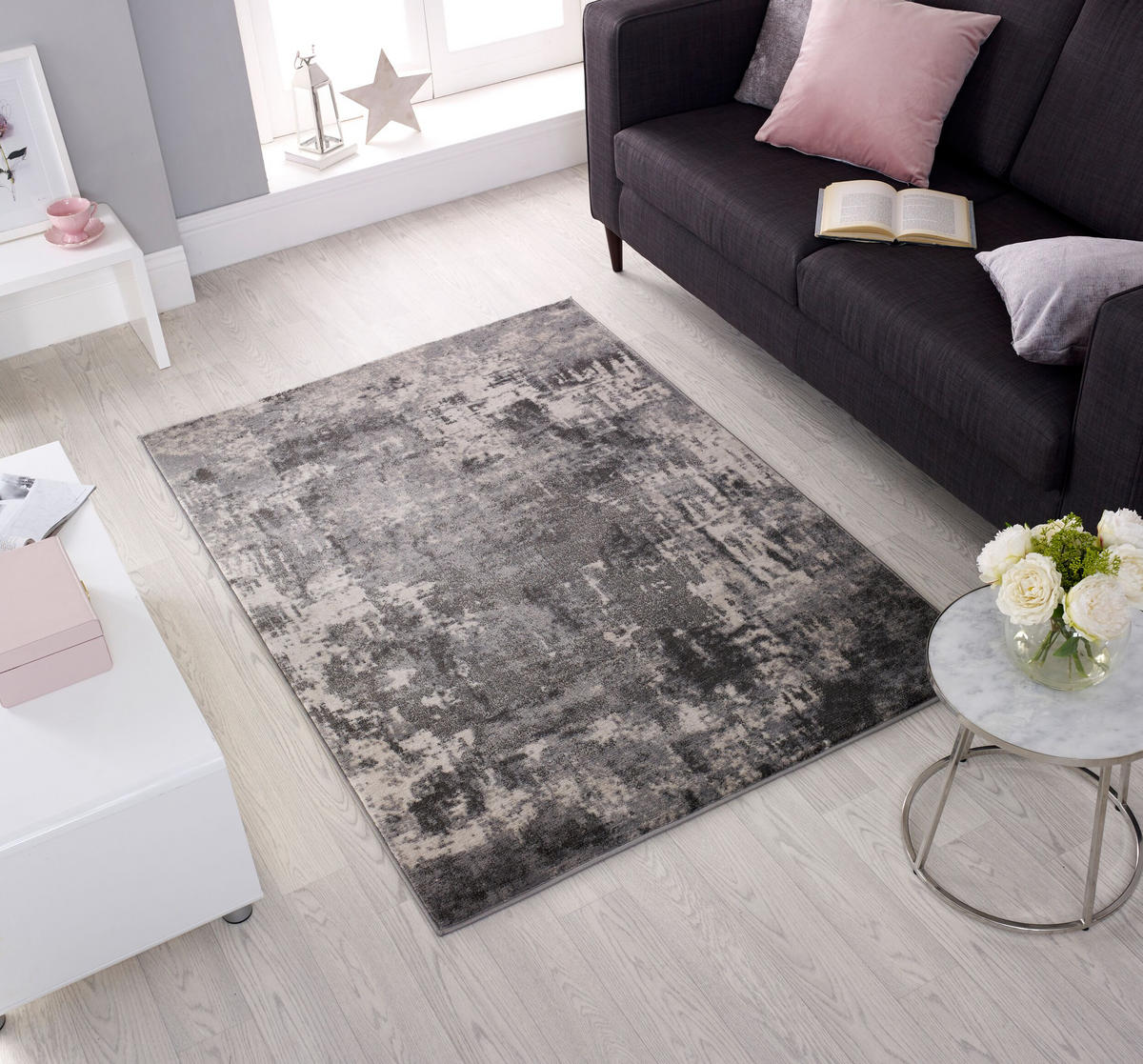 TEPPICH Kunst-Abstrakt-Muster DEE, Grau 80x150 cm - Grau, Textil (80/150cm) - KADIMA DESIGN