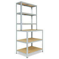 WERKBANK Regal HOME 190x80x60 cm in verzinkt mit 6 Böden und 145 kg Traglast pro Boden - Silberfarben, Metall (80/190/60cm) - shelfplaza