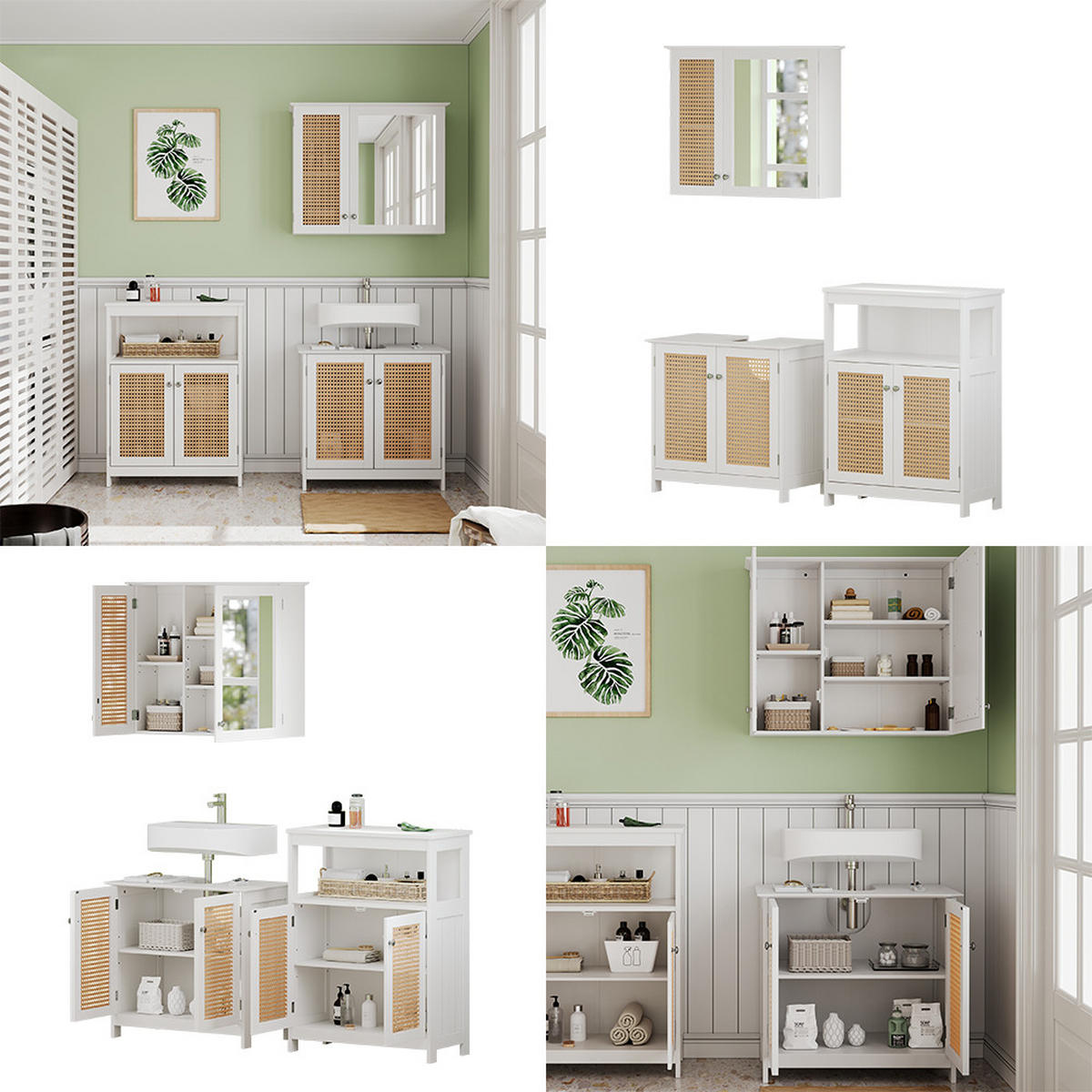 BADMÖBEL-SET Rosario Weiß 3-teilig - Weiß, Holzwerkstoff (60/58/35cm) - Vicco