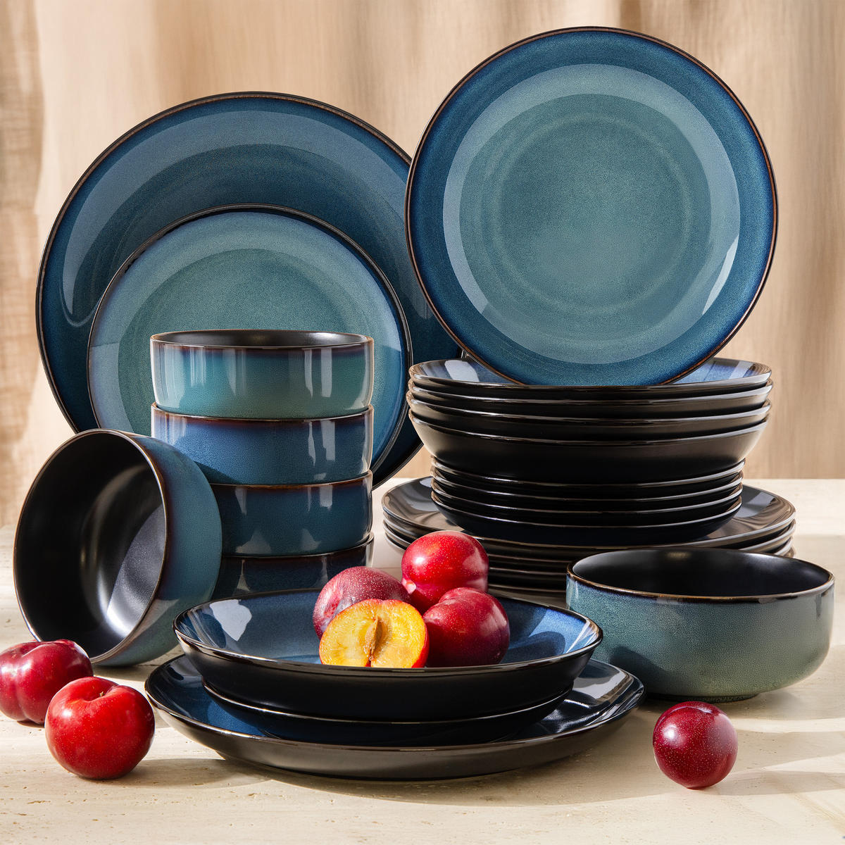 TAFELSERVICE 6 Personen BALI 24-tlg - Blau, Keramik (27/2/27cm) - Ritzenhoff Breker