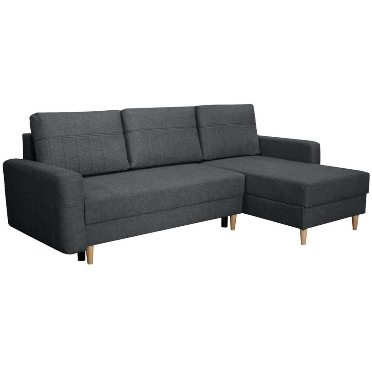 ECKSCHLAFSOFA Vega mit Universelle Ottomane Dunkelgrau - Dunkelgrau, Textil (225/150cm) - Beautysofa