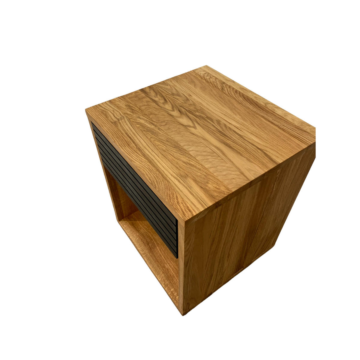 NACHTTISCH Emma, Eiche, schwarze Schublade, 38/40/50 cm - Honigeiche/Eichefarben, Holz (40/50/38cm) - WOODEK