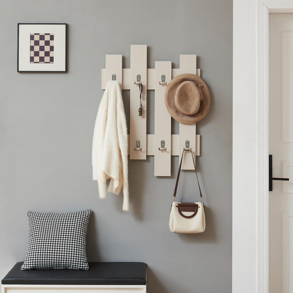 WANDGARDEROBE Raseborg - Beige, Holzwerkstoff (60/80/3cm) - [en.casa]