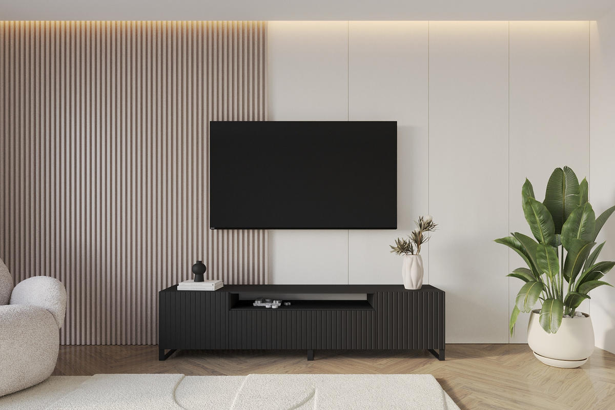 LOWBOARD KITO-S 200x53x41 cm - Schwarz - Schwarz, Holzwerkstoff (200/53/41cm) - ALTDECOR