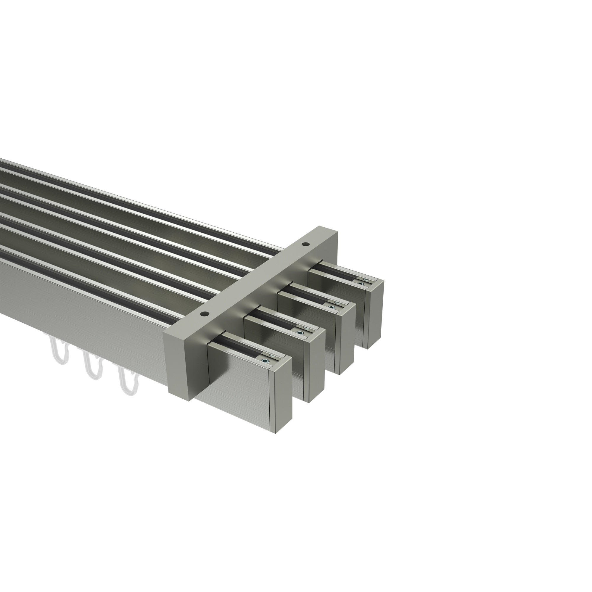 INNENLAUF-GARDINENSTANGEN-SET Smartline Paxo 120 cm, 4-läufig, 14x35 mm Edelstahl-Optik - Edelstahlfarben, Metall (120cm) - INTERDECO
