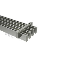 INNENLAUF-GARDINENSTANGEN-SET Smartline Paxo 320 cm (geteilt in 2 x 160 cm), 4-läufig, 14x35 mm Edelstahl-Optik - Edelstahlfarben, Metall (320cm) - INTERDECO