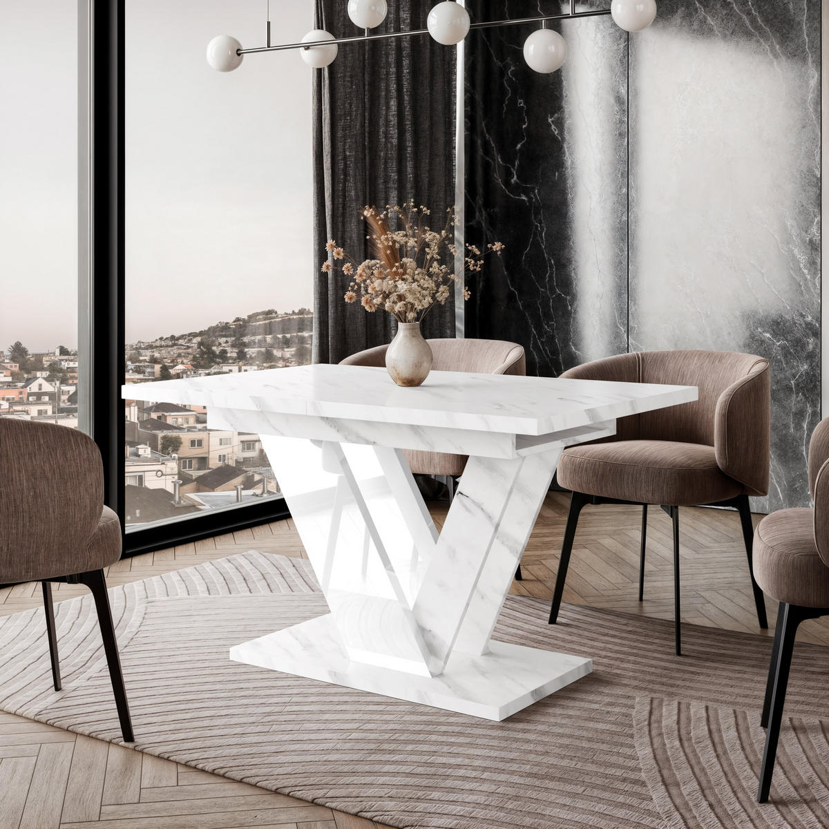 ESSTISCH ZAFIR Ausziehbar 120 - 160 / 80 x 76 cm - Hellgrau/Weiß, Holz (120/80/76cm) - MASSENO