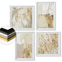 WANDBILDER 4er-Set - 50x50 cm & 40x60 cm Weißer Rahmen - Abstrakte Muster beige weiß - Weiß, Kunststoff (50/50cm) - ArtPrintCave