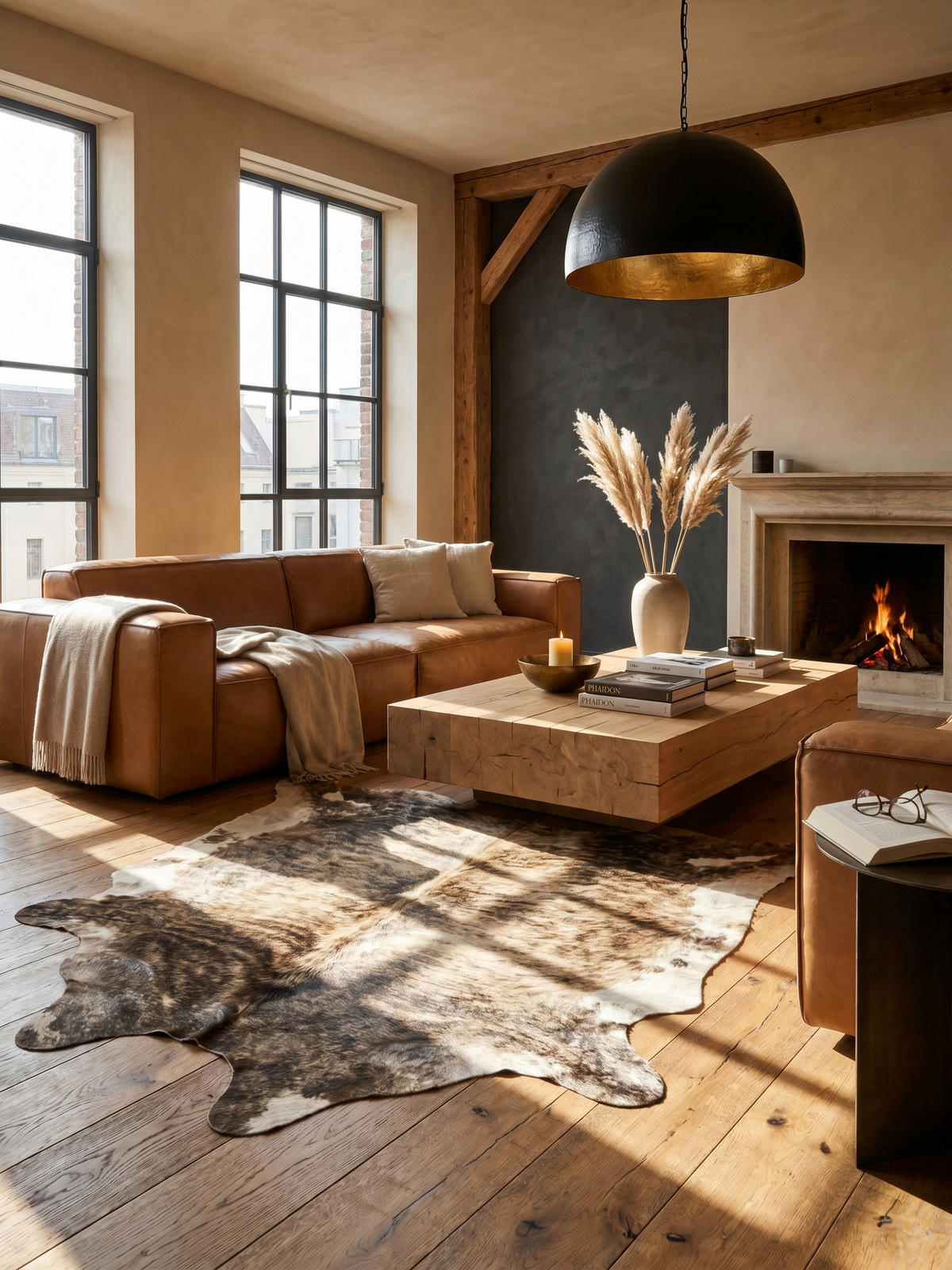 TEPPICH Flachgewebe GASTEIN in Braun, in Rindsleder-Optik, aus Polyester, 100 x 135 cm - Braun, Textil (135/100cm) - KADIMA DESIGN