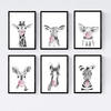 POSTER Set Mit 6 Tiere Babys Mit Kaugummi Zebra Schweinefleisch Giraffenwild Hirsch Kuhpferd A3 Rahmenlos - Klar, Papier (29/3cm) - Nacnic