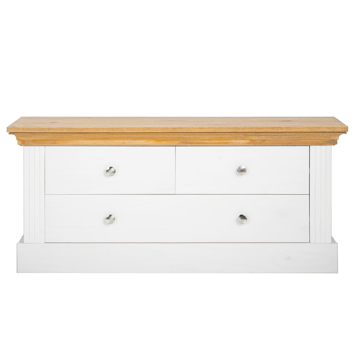 MASSIVE GARDEROBENBANK - Kiefer Weiß / Kiefer - Weiß/Kieferfarben, Holz (104/46/42cm) - home24